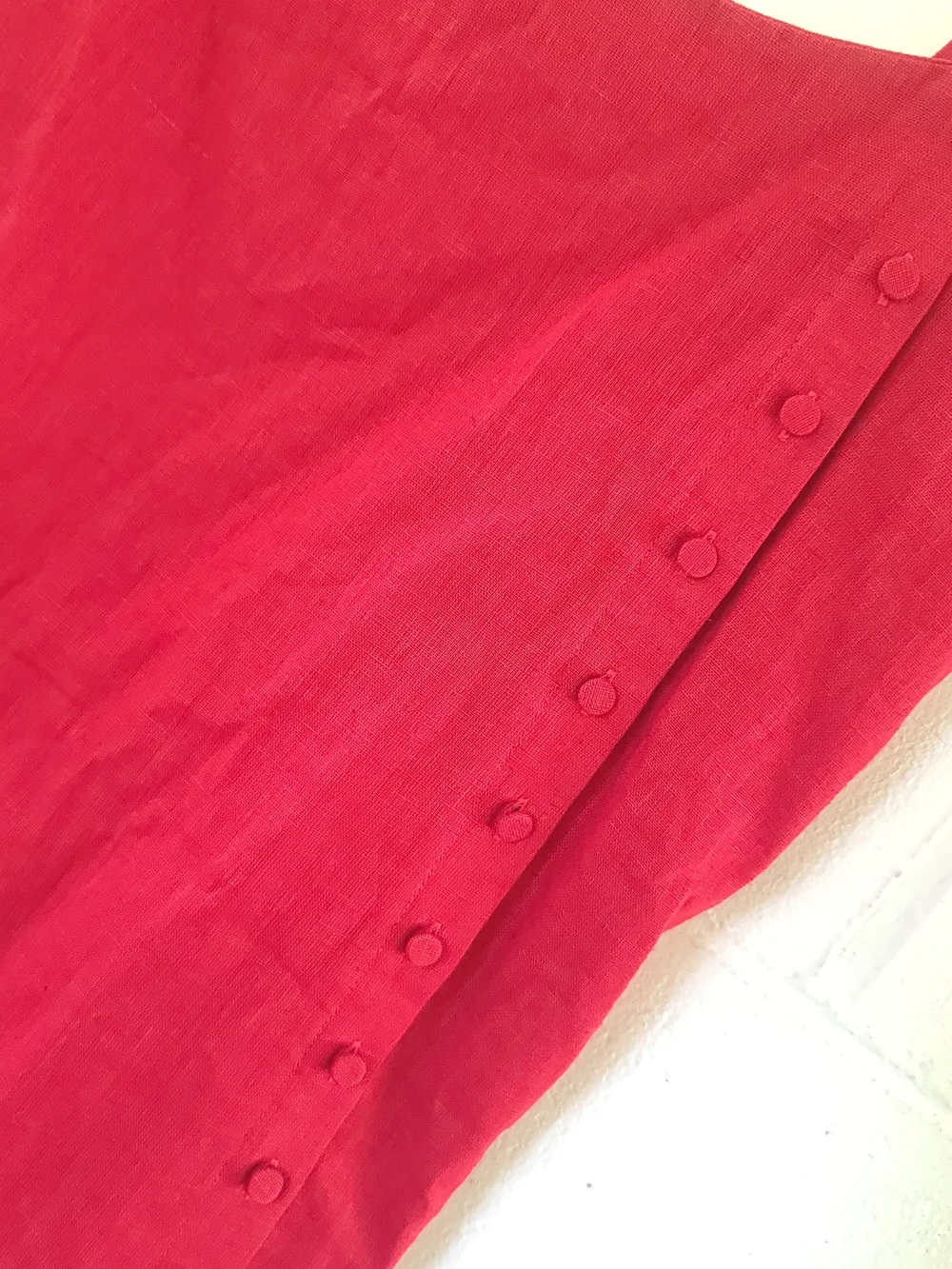 Abercrombie & Fitch Linen-Blend Button Dress Skort Vivid Red Size LG NWT